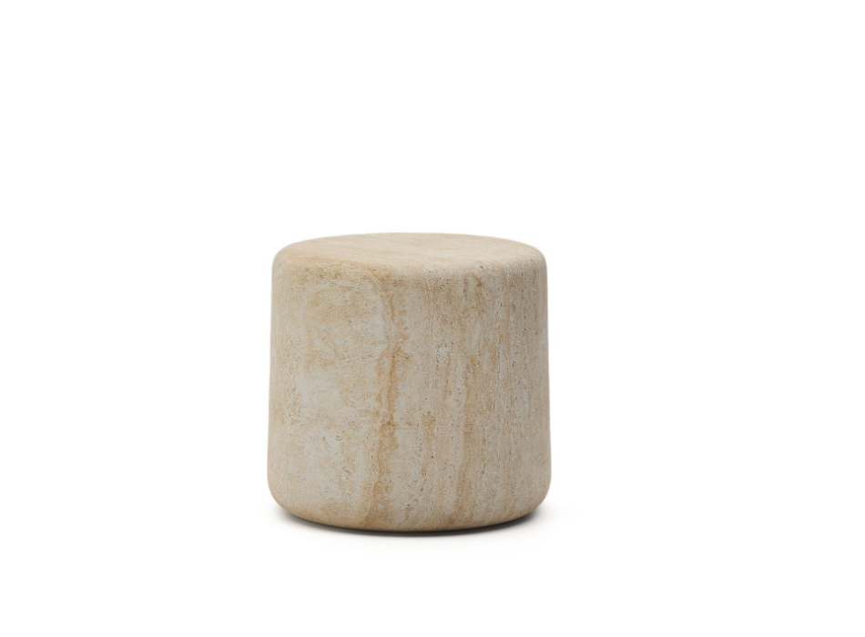 Tavolo d’appoggio Drasi in cemento con finitura effetto travertino Ø 46 cm