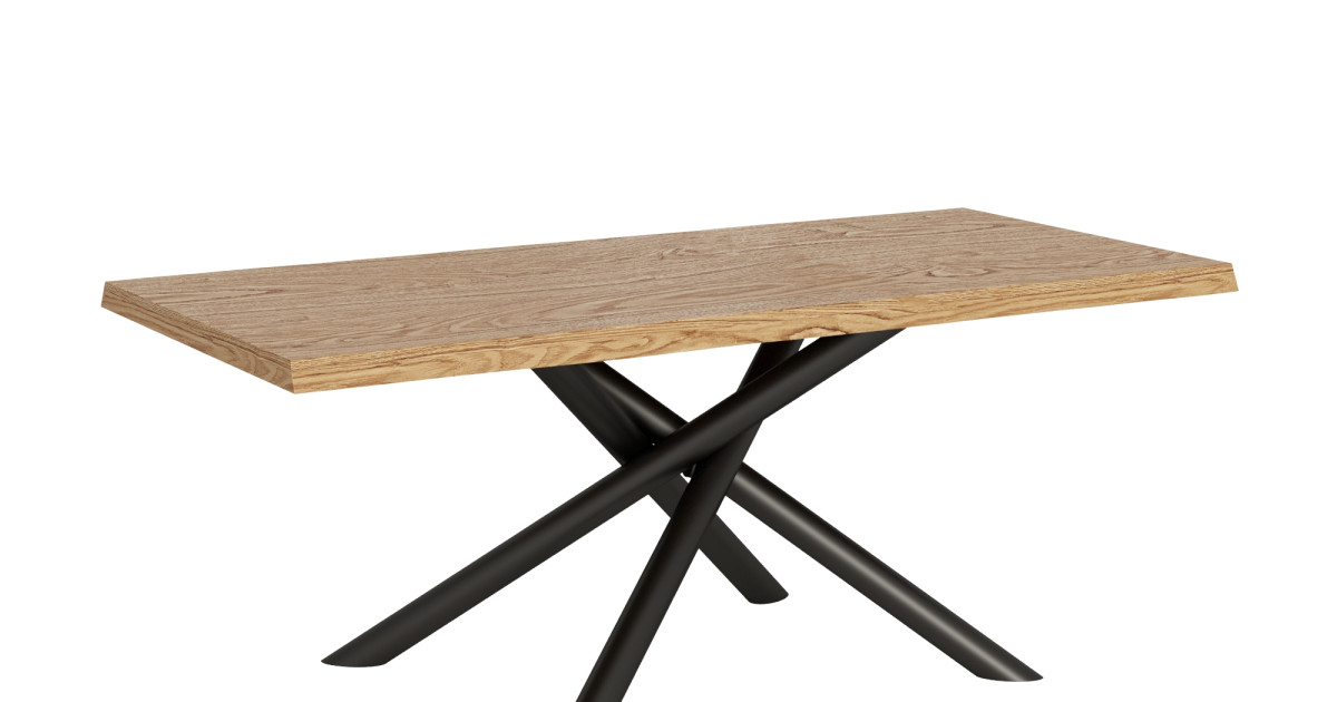 Tavolo fisso 90x200 cm Vindral scortecciato gambe antracite