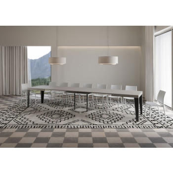 Tavolo Flame gambe antracite P.90 - Tavolo allungabile 160/420x90 cm Flame bianco frassino gambe antracite