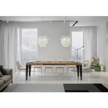 Tavolo Flame gambe antracite P.90 - Tavolo allungabile 160/420x90 cm Flame bianco frassino gambe antracite