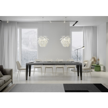 Tavolo Flame gambe antracite P.90 - Tavolo allungabile 180/440x90 cm Flame bianco frassino gambe antracite