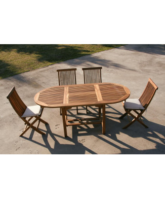 TAVOLO LIPARI 120/180x90 + 6 SEDIE FOLDING CHAIR