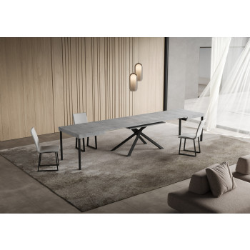 Tavolo Niket gambe antracite P.90 - Tavolo allungabile 90x140/400 cm Niket bianco frassino gambe antracite