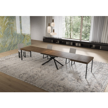 Tavolo Niket gambe antracite P.90 - Tavolo allungabile 90x160/420 cm Niket bianco frassino gambe antracite