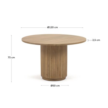 Tavolo rotondo Licia in legno massello di mango con finitura naturale Ø 120 cm