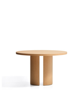 Tavolo rotondo Nealy con impiallacciatura in rovere e finitura naturale Ø 120 cm