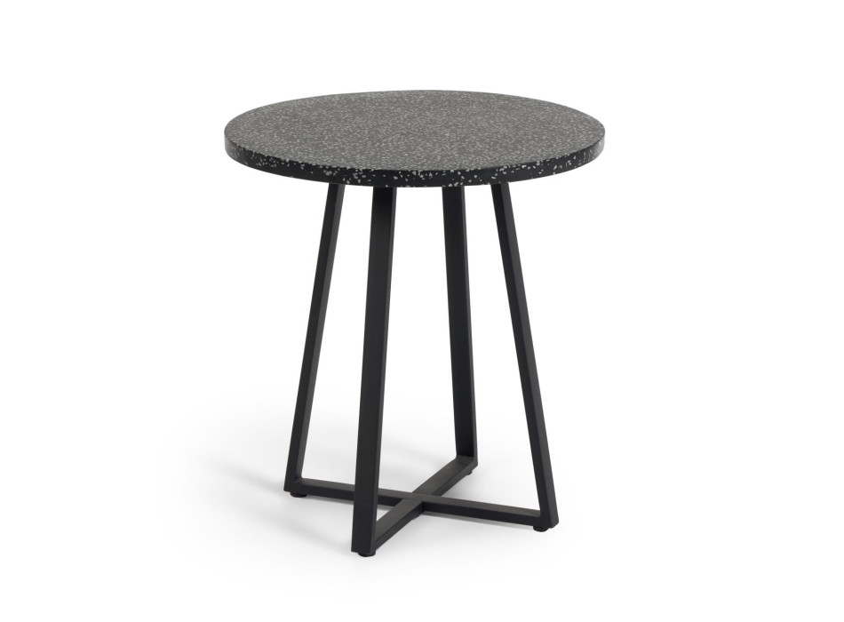 Tavolo rotondo Tella in terrazzo nero Ø 70 cm