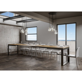 Tavolo Tecno Evolution P.90 - Tavolo allungabile 180/440x90 cm Tecno Evolution bianco frassino telaio e gambe antracite