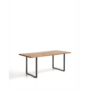Tavolo Uxue in legno massiccio di acacia e gambe in acciaio nero 180 x 90 cm