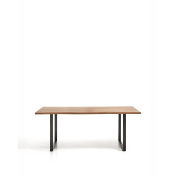 Tavolo Uxue in legno massiccio di acacia e gambe in acciaio nero 180 x 90 cm