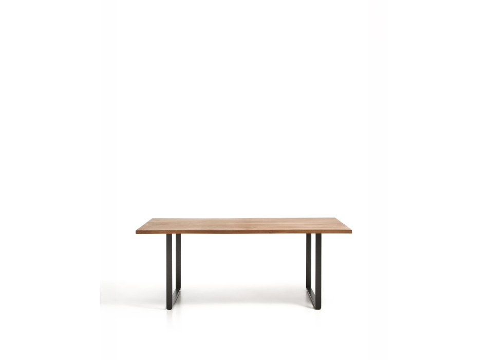 Tavolo Uxue in legno massiccio di acacia e gambe in acciaio nero 180 x 90 cm