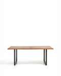 Tavolo Uxue in legno massiccio di acacia e gambe in acciaio nero 180 x 90 cm