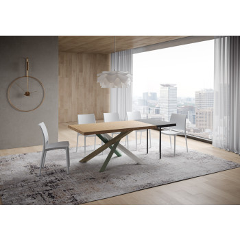 Tavolo Versalux Scortecciato in massello ganbe 4/A - Tavolo allungabile 90x140/190 cm Versalux scortecciato rovere gambe 4/A
