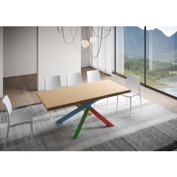 Tavolo Versalux Scortecciato in massello ganbe 4/B - Tavolo allungabile 90x200/300 cm Versalux scortecciato rovere gambe 4/B