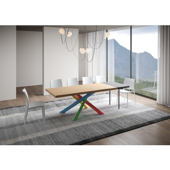 Tavolo Versalux Scortecciato in massello ganbe 4/B - Tavolo allungabile 90x200/300 cm Versalux scortecciato rovere gambe 4/B
