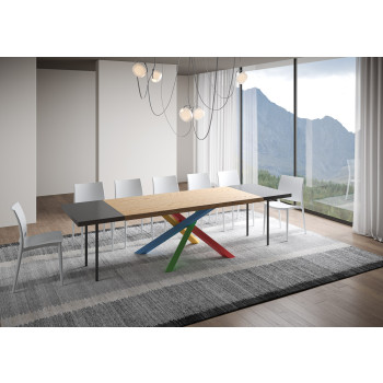 Tavolo Versalux Scortecciato in massello ganbe 4/B - Tavolo allungabile 90x200/300 cm Versalux scortecciato rovere gambe 4/B