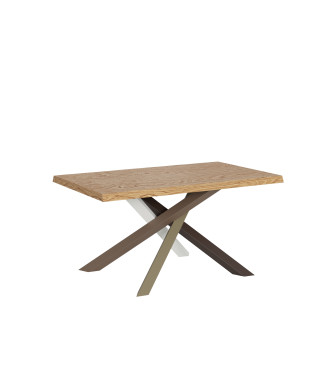 Tavolo Versalux Scortecciato in massello ganbe 4/C - Tavolo allungabile 90x160/210 cm Versalux scortecciato rovere gambe 4/C