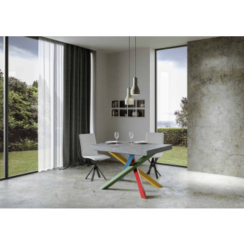 Tavolo Volantis Color 4/B P.90 - Tavolo allungabile 130/234x90 cm Volantis bianco frassino gambe multicolore 4/B