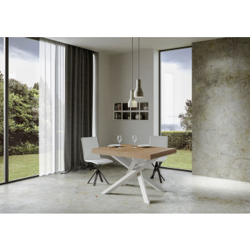 Tavolo Volantis gambe bianche P.90 - Tavolo allungabile 140/400x90 cm Volantis bianco frassino gambe bianche