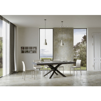 Tavolo Volantis Premium gambe antracite P.90 - Tavolo allungabile 120/380x90 cm Volantis Premium bianco frassino gambe antracite