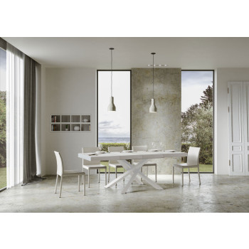 Tavolo Volantis Premium gambe bianche P.90 - Tavolo allungabile 140/244x90 cm Volantis Premium bianco frassino gambe bianche