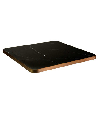 Top tavolo pietra sinterizzata effetto marmo nero quadro bordo oro cm70x70x3 Vacchetti