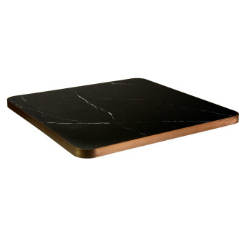 Top tavolo pietra sinterizzata effetto marmo nero quadro bordo oro cm70x70x3 Vacchetti