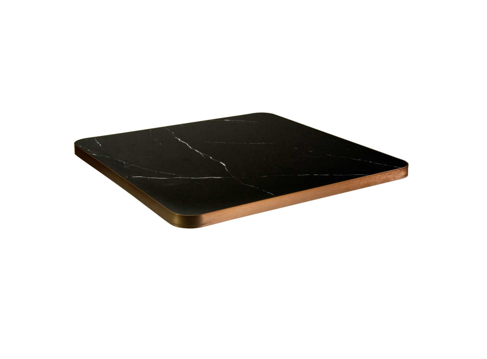 Top tavolo pietra sinterizzata effetto marmo nero quadro bordo oro cm70x70x3 Vacchetti