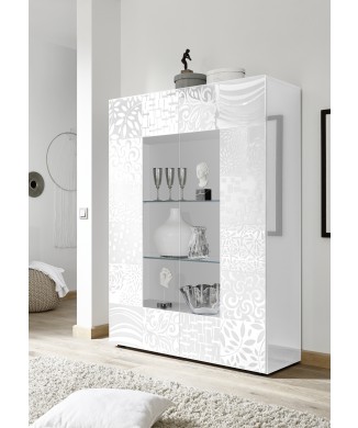 Vetrina 2 ante in Vetro MIRO 121x166x43 cm colore bianco