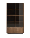 Vetrina Helvine 4 ante e 2 cassetti in impiallacciato di frassino con finitura noce e vetro temperato 100 x 174 cm FSC 100%
