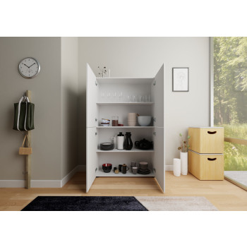  - Elios høj skænk med 4 døre, 100x35x165 cm, blank hvid