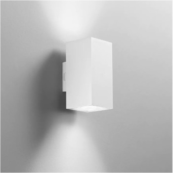 FIRKANTET HVID LED-STOLPE VÆGLAMPE MED DOBBELT EMISSION 2X8W 1960LM CCT IP65 7,8X9,9X16CM
