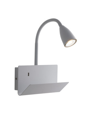 HVID FLEKSIBEL GULP VÆGLAMPE MED USB 2A 1XGU10 23X27X49CM