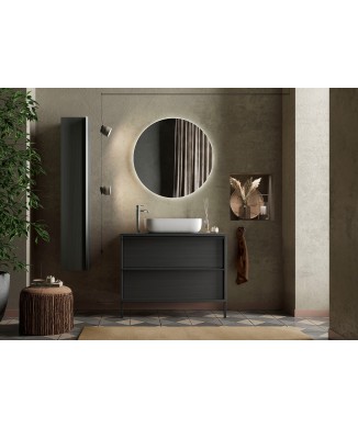 Fritstående badeværelse med 2 skuffer - STÅL 