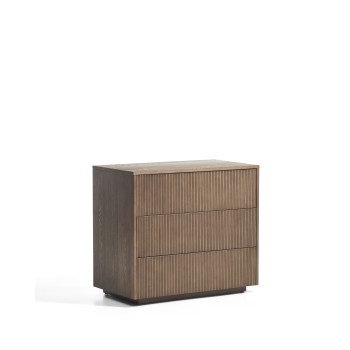 Helvine kommode med 3 skuffer i asketræsfiner med valnøddefinish 90 x 78 cm FSC 100%