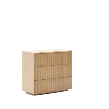 Helvine sengebord med 3 skuffer i egetræsfiner 90 x 78 cm FSC 100%