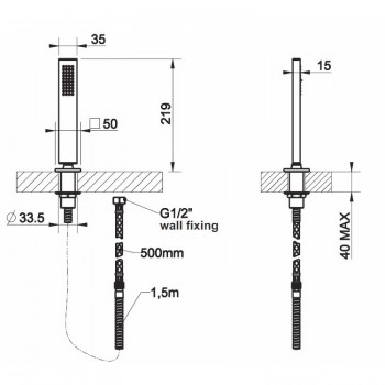Brusehovedholder med håndbruser 20127 GESSI