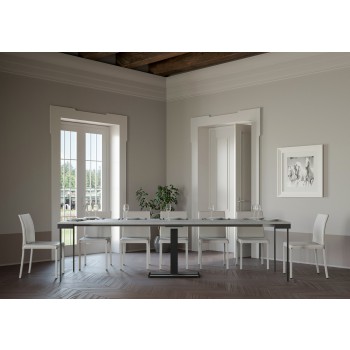 Capital Evolution konsolbord med antracit stel - Udtrækkeligt konsolbord 90x40/300 cm Capital Evolution Naturlig Eg med antracit stel