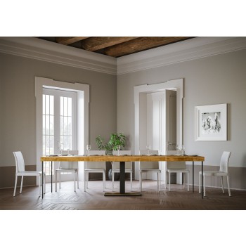 Capital konsolbord med antracit stel - Udtrækkeligt konsolbord 90x40/300 cm Capital Premium Naturlig Eg med antracit stel