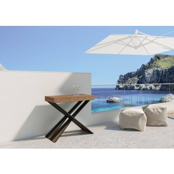 Diago konsolbord med antracitben - Udtrækkeligt konsolbord 90x40/196 cm Diago Small Premium naturlig eg med antracitben