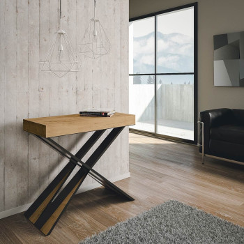 Diago konsolbord med antracitgrå ben - 90x40/300 cm Diago Premium udtrækkeligt konsolbord med ben i naturlig eg og antracitgrå