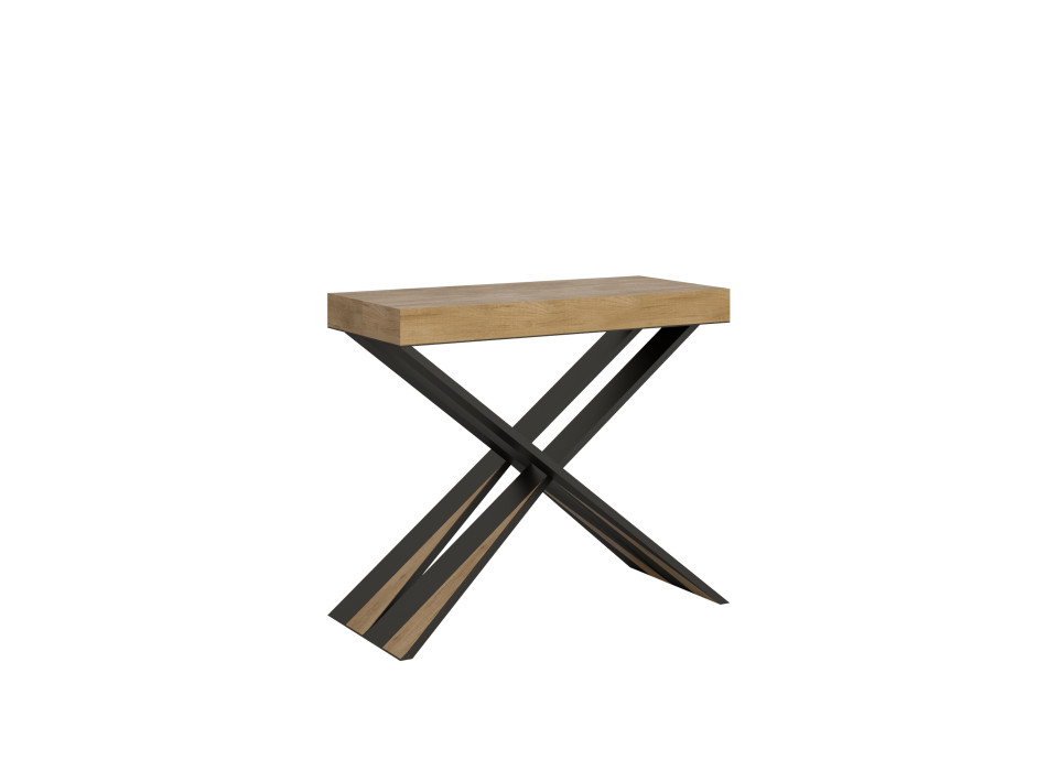 Diago konsolbord med antracitfarvede ben - 90x40/300 cm Diago Premium udtrækkeligt konsolbord med ben i naturlig eg og antracitfarvede