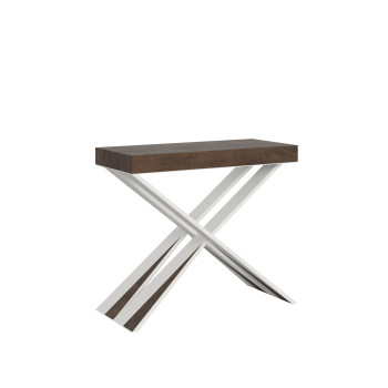 Diago konsolbord med hvide ben - Udtrækkeligt konsolbord 90x40/196 cm Diago Lille hvid ask med hvide ben