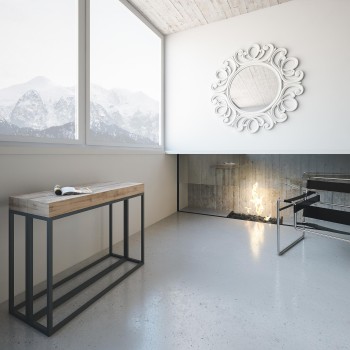 Epoca konsolbord med antracit stel - Udtrækkeligt konsolbord 90x40/196 cm Epoca Small Naturlig Eg med antracit stel