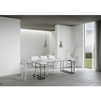 Epoca konsolbord med antracit stel - Udtrækkeligt konsolbord 90x40/300 cm Epoca Hvid Ask med antracit stel