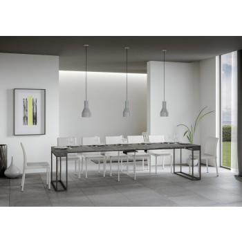 Epoca konsolbord med antracit stel - Udtrækkeligt konsolbord 90x40/300 cm Epoca Oak Nature stel med antracit stel
