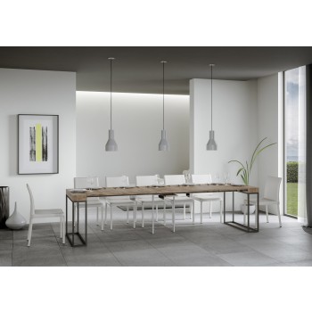 Epoca konsolbord med antracit stel - Udtrækkeligt konsolbord 90x40/300 cm Epoca Oak Nature stel med antracit stel