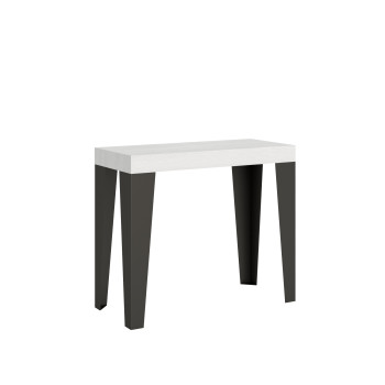 Flame konsolbord med antracitgrå ben - Flame Lille udtrækkeligt konsolbord 90x40/196 cm med hvid ask og antracitgrå ben
