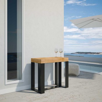 Futura konsolbord med antracit stel - Udtrækkeligt konsolbord 90x40/190 cm Futura Lille bejdset fyrretræ med antracit stel