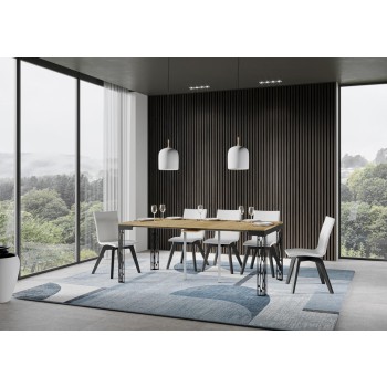 Ghibli Evolution konsolbord med antracit stel - Udtrækkeligt konsolbord 90x40/300 cm Ghibli Evolution Hvid Ask med antracit stel